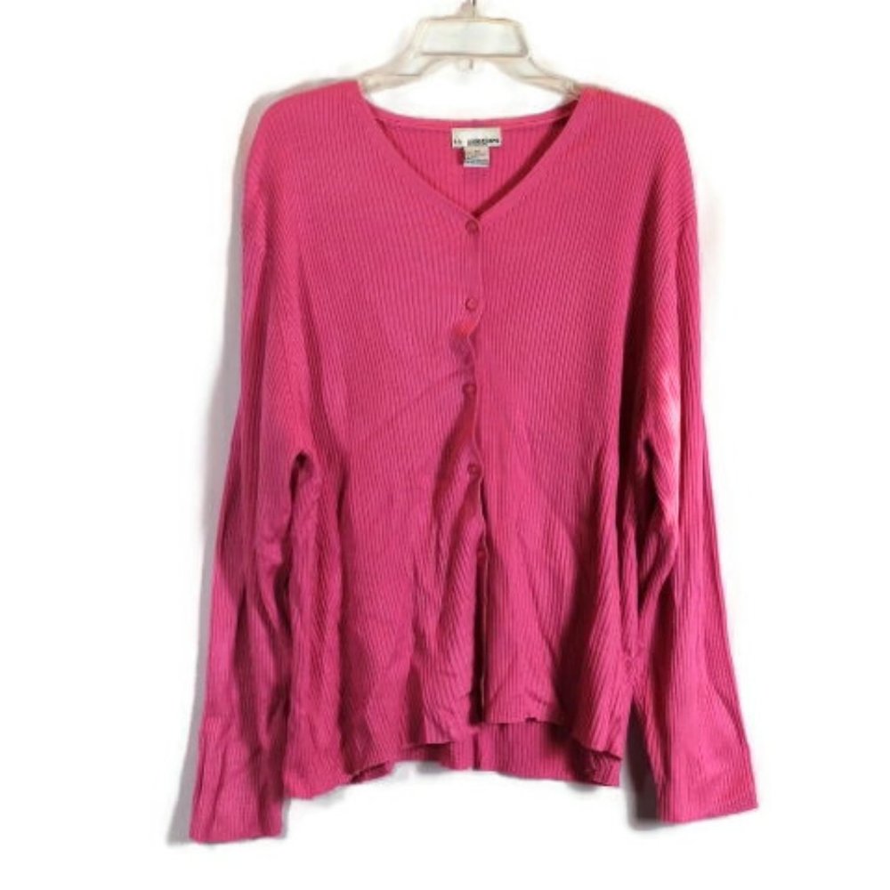 KB Collections Pink Women's Cardigan Sweater Front Button Closure Size 3X 009